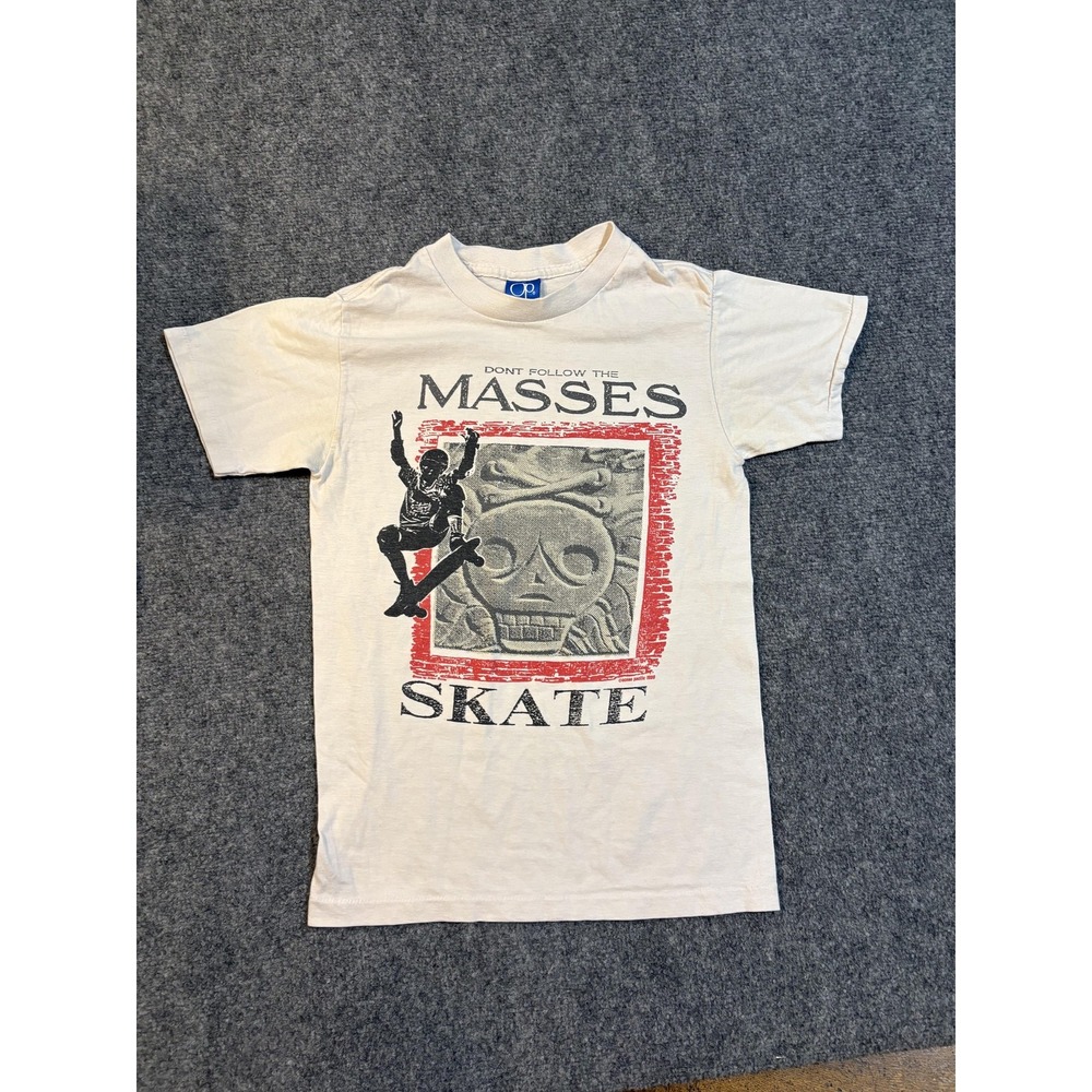 Vintage Ocean Pacific Shirt Mens Large White Dont Follow Masses Skate Skull Tee